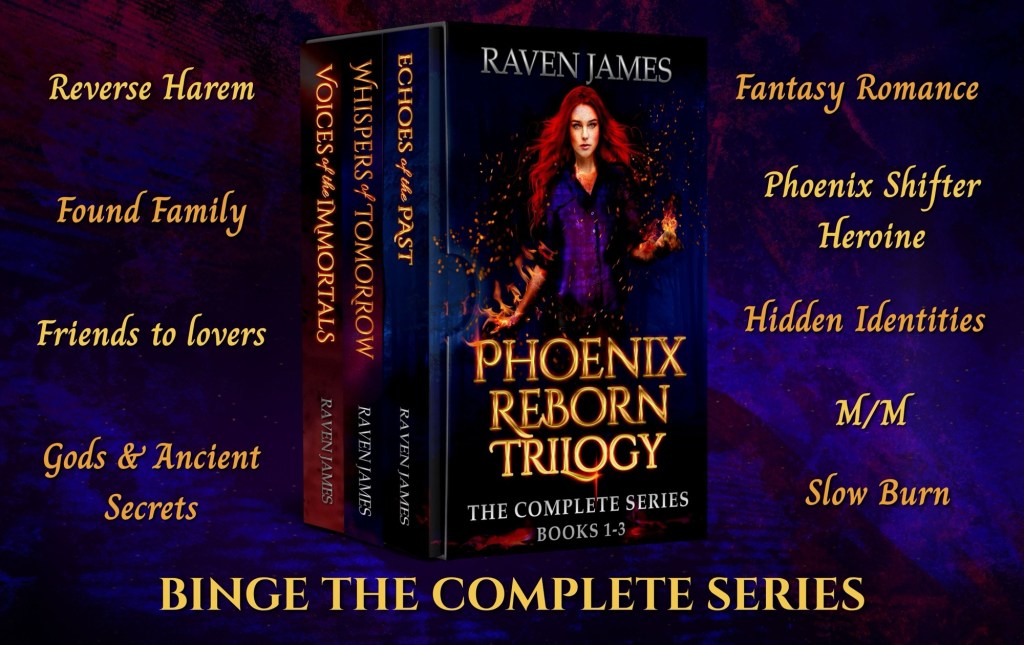Phoenix Reborn Trilogy: The Complete Series Book cover and trope list 
